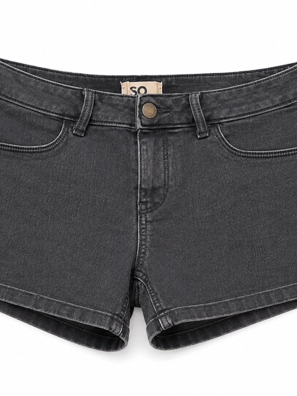 SO Girls Black Denim Cuffed Shorts | Size 16 | Washed Black | Casual Everyday